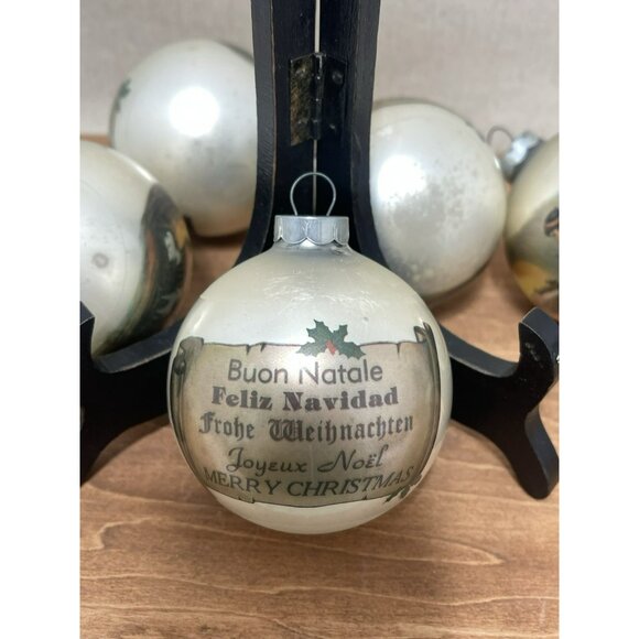 Merry Christmas Ball Ornament With Nativity Scene Multi Language Greeting Set 5 - Picture 4 of 6